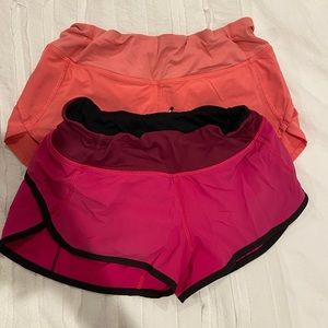 TWO lulu lemon pink speedy shorts both size 2